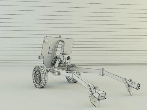 Howitzer 105mm cannon low poly 3D Model