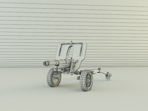 Howitzer 105mm cannon low poly 3Dモデル