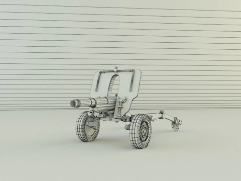 Howitzer 105mm cannon low poly 3D Model