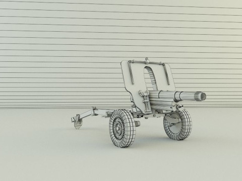 Howitzer 105mm cannon low poly 3Dモデル