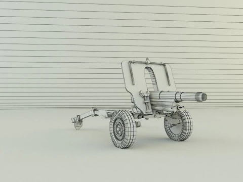 Howitzer 105mm cannon low poly 3D Model