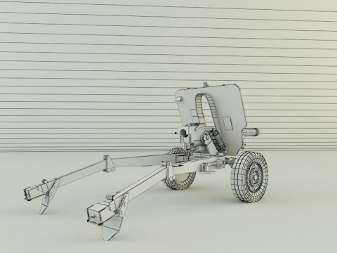 Howitzer 105mm cannon low poly 3Dモデル