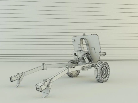 Howitzer 105mm cannon low poly 3D Model