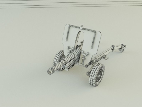 Howitzer 105mm cannon low poly 3Dモデル