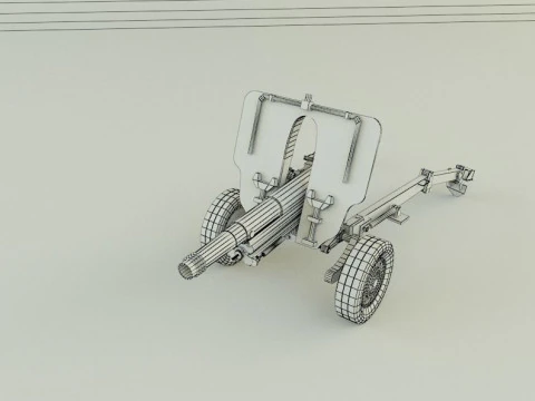 Howitzer 105mm cannon low poly 3D Model