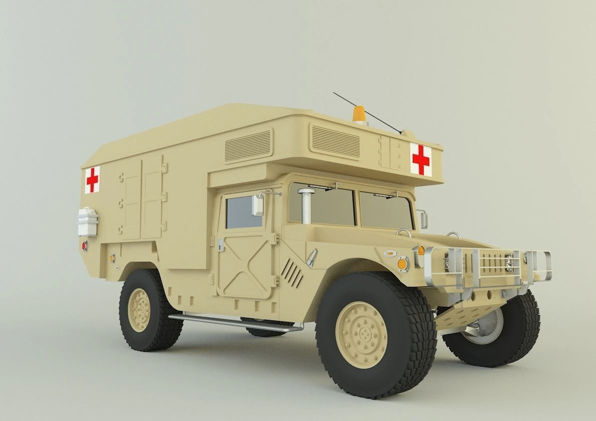 Hummer ambulance 3D Model .c4d .max .obj .3ds .fbx .stl .blend 