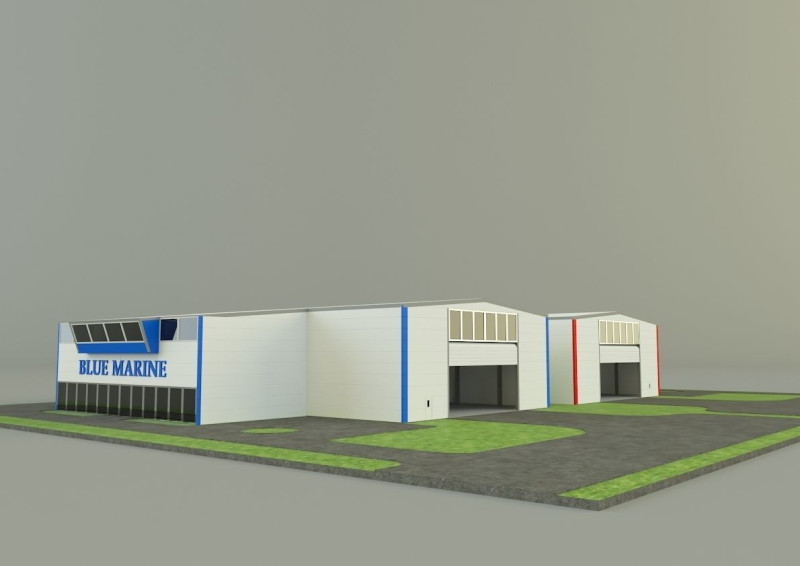 Industrial hall marine buildings Model 3D .c4d .max .obj .3ds .fbx .stl .blend