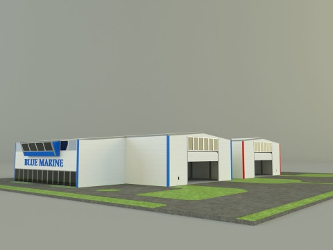 Industrial hall marine buildings 3D Model