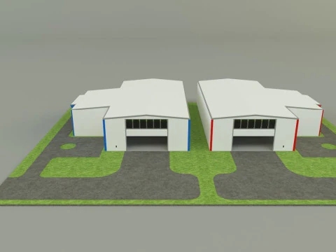 Industrial hall marine buildings 3D Model