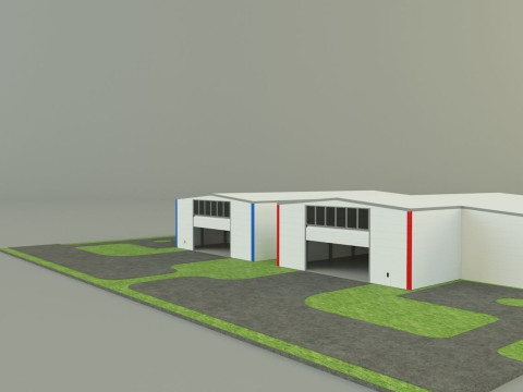 Industrial hall marine buildings Model 3D
