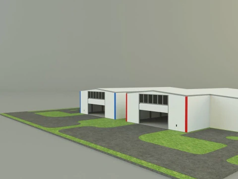 Industrial hall marine buildings 3D Model