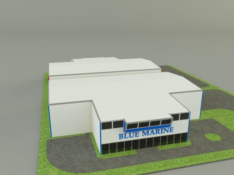 Industrial hall marine buildings Model 3D