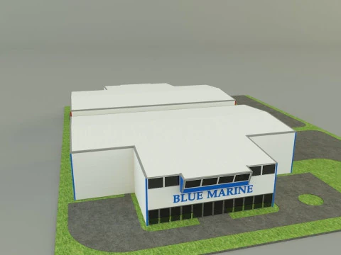 Industrial hall marine buildings 3D Model