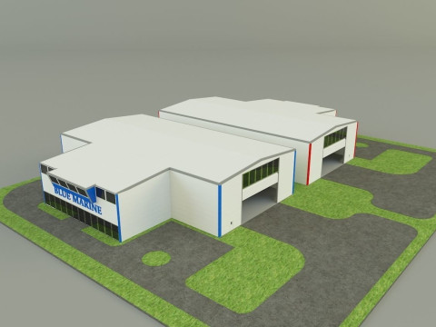 Industrial hall marine buildings Model 3D