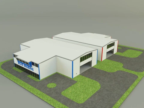 Industrial hall marine buildings 3D Model