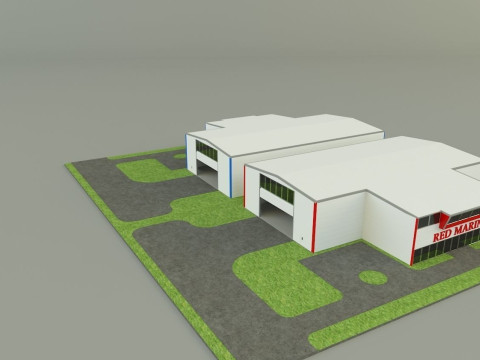Industrial hall marine buildings Model 3D