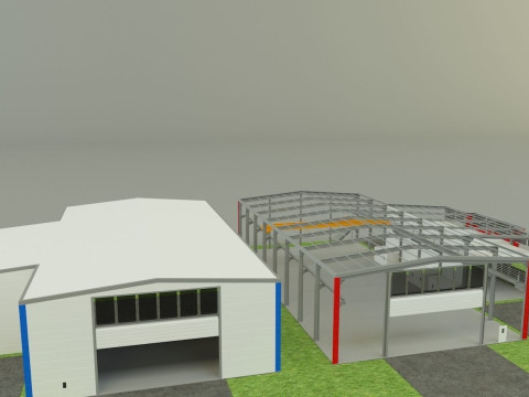 Industrial hall marine buildings Model 3D