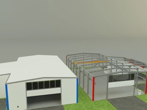Industrial hall marine buildings 3D Model