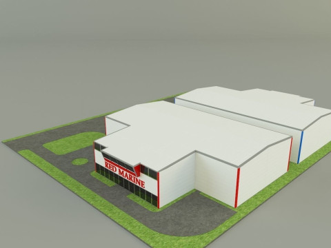 Industrial hall marine buildings Model 3D
