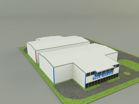Industrial hall marine buildings Model 3D