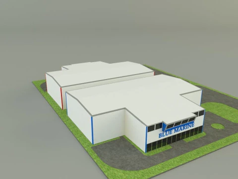 Industrial hall marine buildings 3D Model