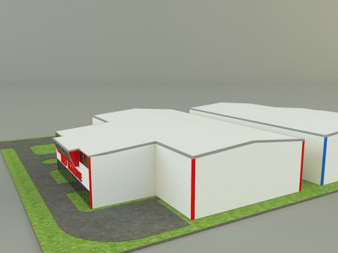 Industrial hall marine buildings Model 3D