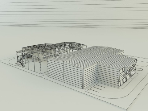 Industrial hall marine buildings Model 3D