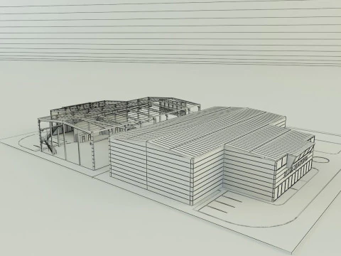 Industrial hall marine buildings 3D Model