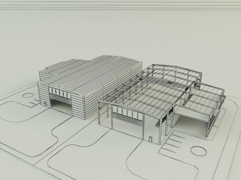 Industrial hall marine buildings Model 3D