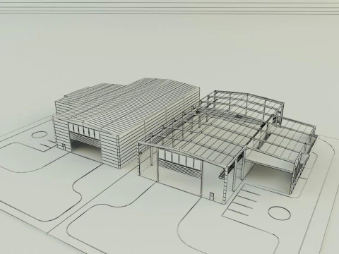 Industrial hall marine buildings 3D Model