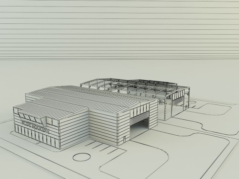 Industrial hall marine buildings Model 3D