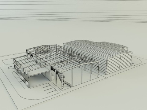Industrial hall marine buildings Model 3D