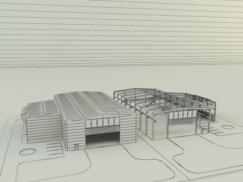 Industrial hall marine buildings Model 3D