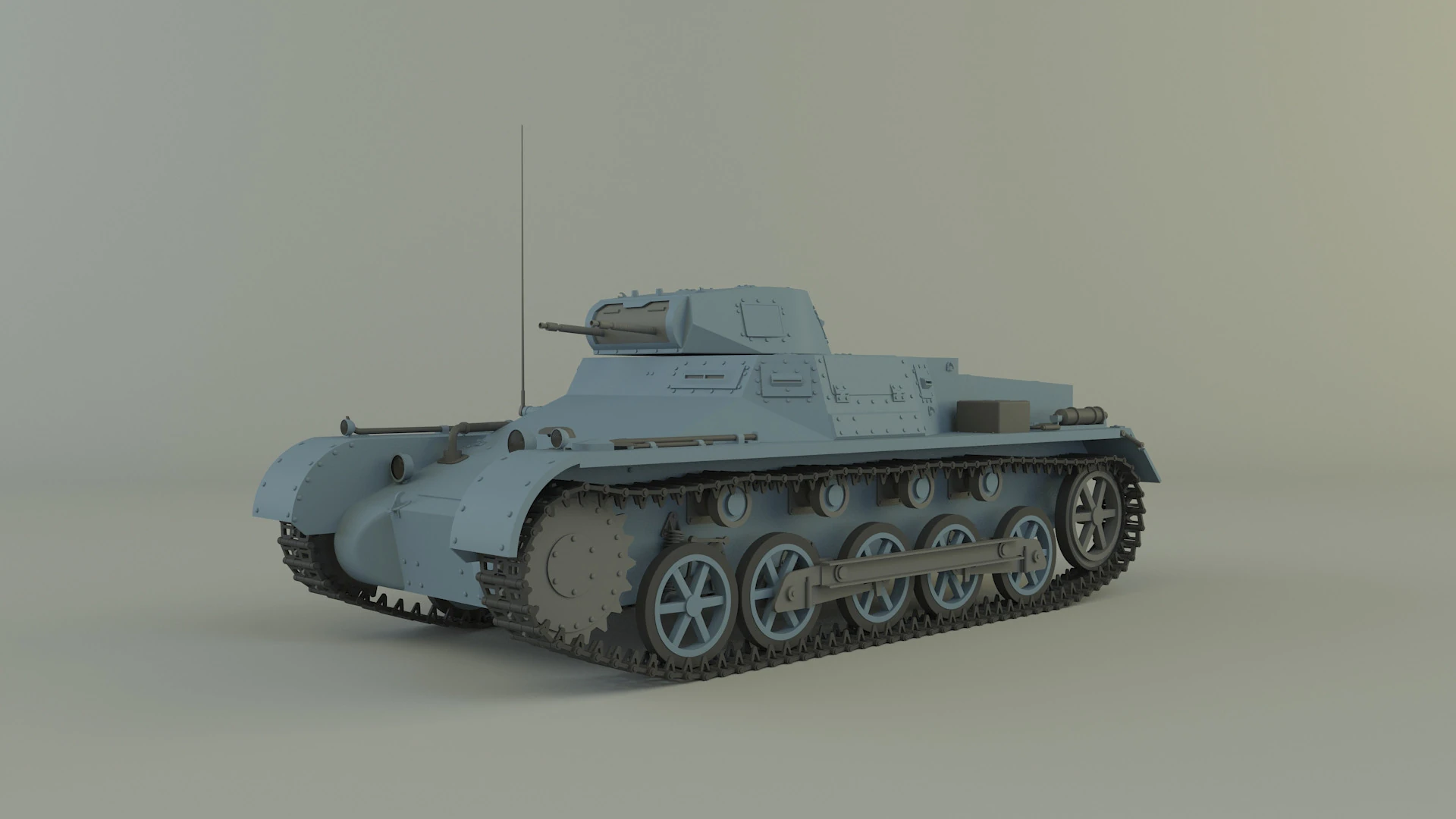 Pz Kpfw I Ausf B military tank 3D Model .c4d .max .obj .3ds .fbx .stl .blend 