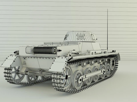 Pz Kpfw I Ausf B military tank 3D Model