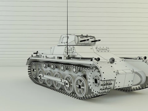 Pz Kpfw I Ausf B military tank 3D Model