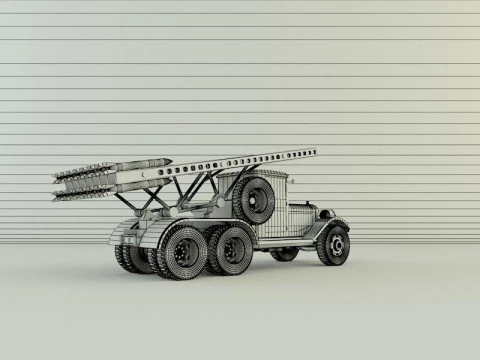 Katyusha rocket launcher vehicle 3D Model