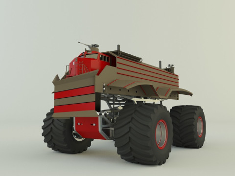 Locomotive monster trucks 3D Model