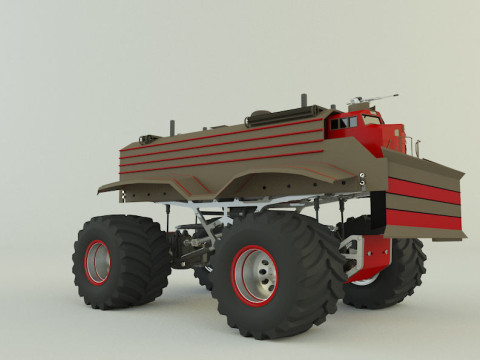 Locomotive monster trucks 3D Model