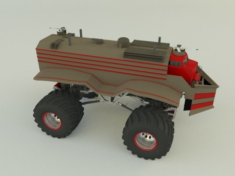 Locomotive monster trucks 3D Model