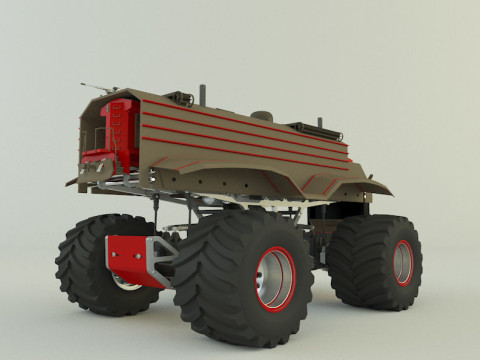 Locomotive monster trucks 3D Model