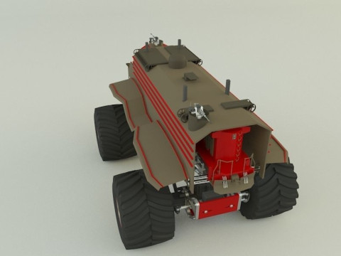 Locomotive monster trucks 3D Model