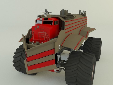 Locomotive monster trucks 3D Model