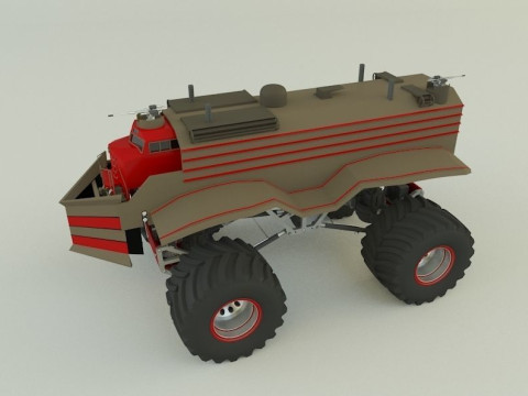 Locomotive monster trucks 3D Model
