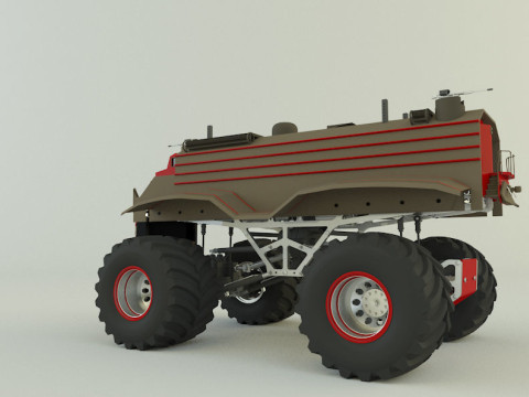 Locomotive monster trucks 3D Model