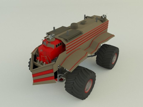 Locomotive monster trucks 3D Model