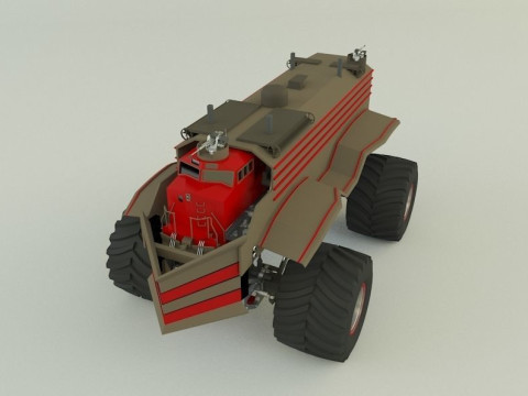 Locomotive monster trucks 3D Model