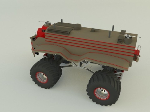 Locomotive monster trucks 3D Model