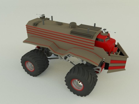 Locomotive monster trucks 3D Model