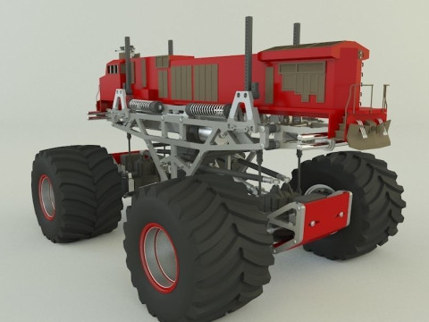 Locomotive monster trucks 3D Model